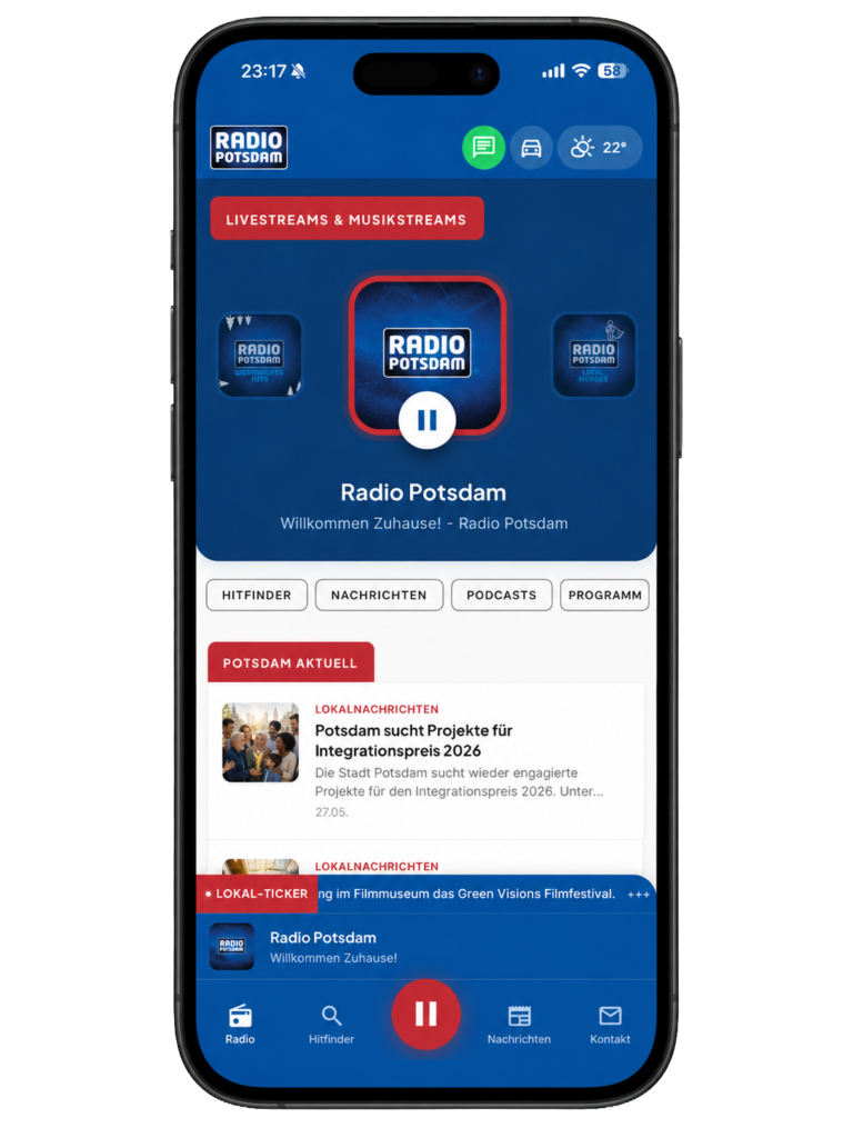 Radio Potsdam App auf dem Smartphone